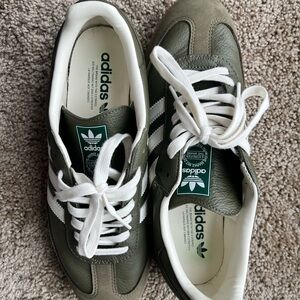 Adidas Sambas OG Olive and white